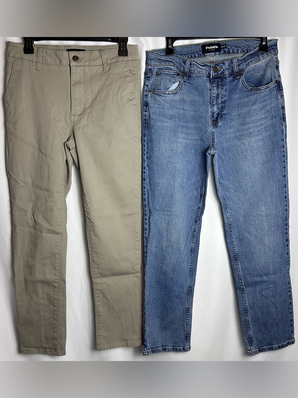 RSQ Zumiez Men’s pants 2 pair bundle 30x30 khaki and blue jeans
